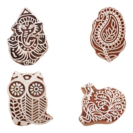 Set of 4 Piece New Mix Wooden Printing Block